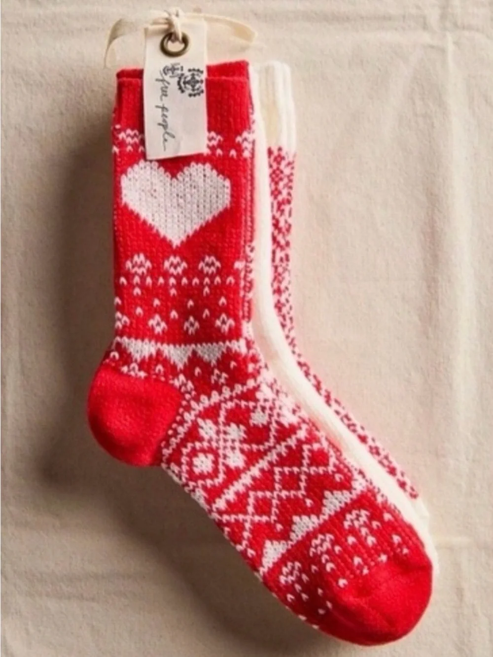 Free People Nordic Heart Knit Crew Sock Set